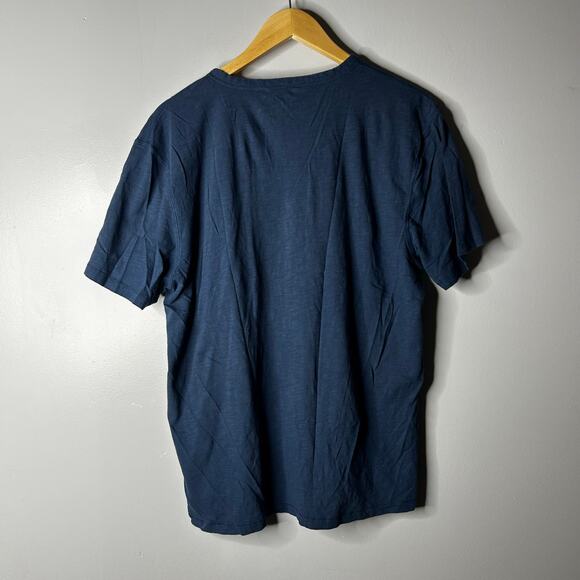 Everlane Men's Cotton Slub Henley Tee Shirt XL Blue Short Sleeve Casual - Picture 5 of 8